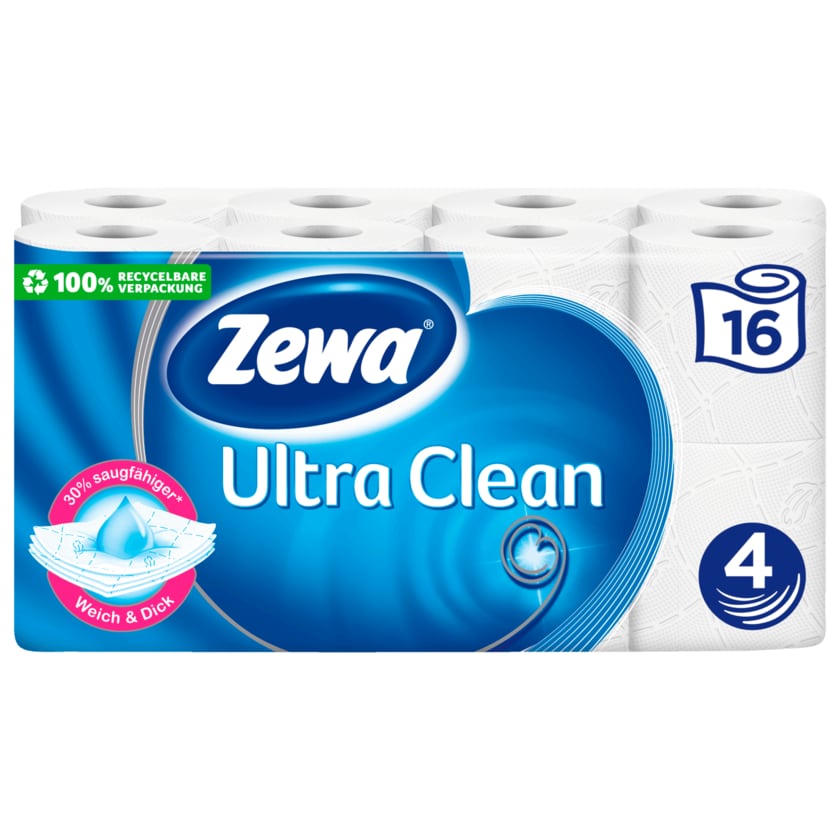 Zewa Ultra Clean Toilettenpapier 4-lagig 16x135 Blatt